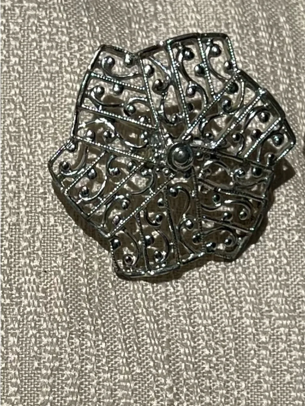 Silver Filigree Floral Brooch - Women's Jewelry